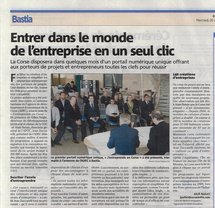 Article « Entrer dans le monde de l'entreprise en un seul clic » - Corse-Matin 26 octobre 2011