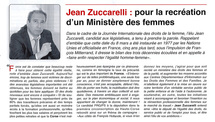 Article « Jean Zuccarelli : pour la recréation d’un Ministère des femmes » - L’Informateur Corse Nouvelle du 9 au 15/03/2012