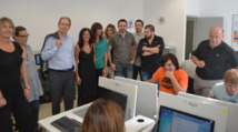 L'équipe de l'e2c de Bastia en salle informatique