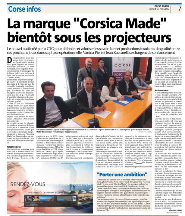 Corsica Made: nos produits protégés et notre identité valorisée au service du développement économique.