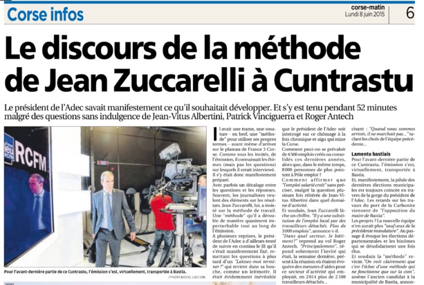 Corse Matin revient sur mon passage au magazine Cuntrastu