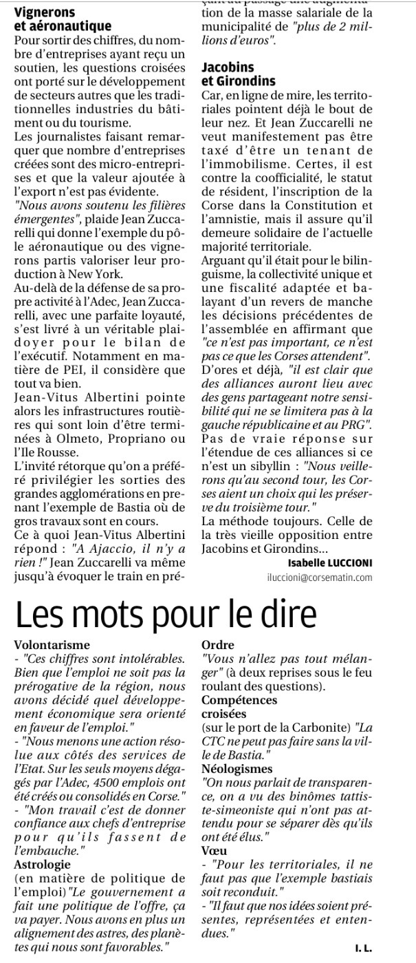 Corse Matin revient sur mon passage au magazine Cuntrastu