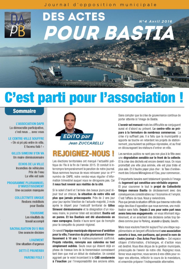 Journal n° 4 Des Actes Pour Bastia Journal n° 4 Des Actes Pour Bastia