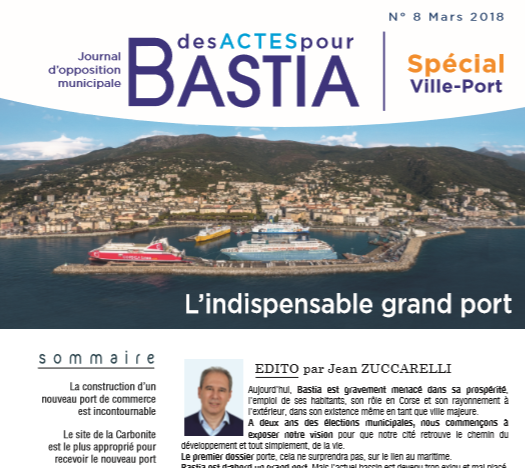 Le Grand Port de la #Carbonite bloqué depuis 4 ans de manière scandaleuse par les exécutifs territorial et municipal doit être acté définitivement et lancé sans délai. Retrouvez notre journal d'opposition municipale n°8 entièrement consacré à projet indispensable à Bastia et à la Corse.