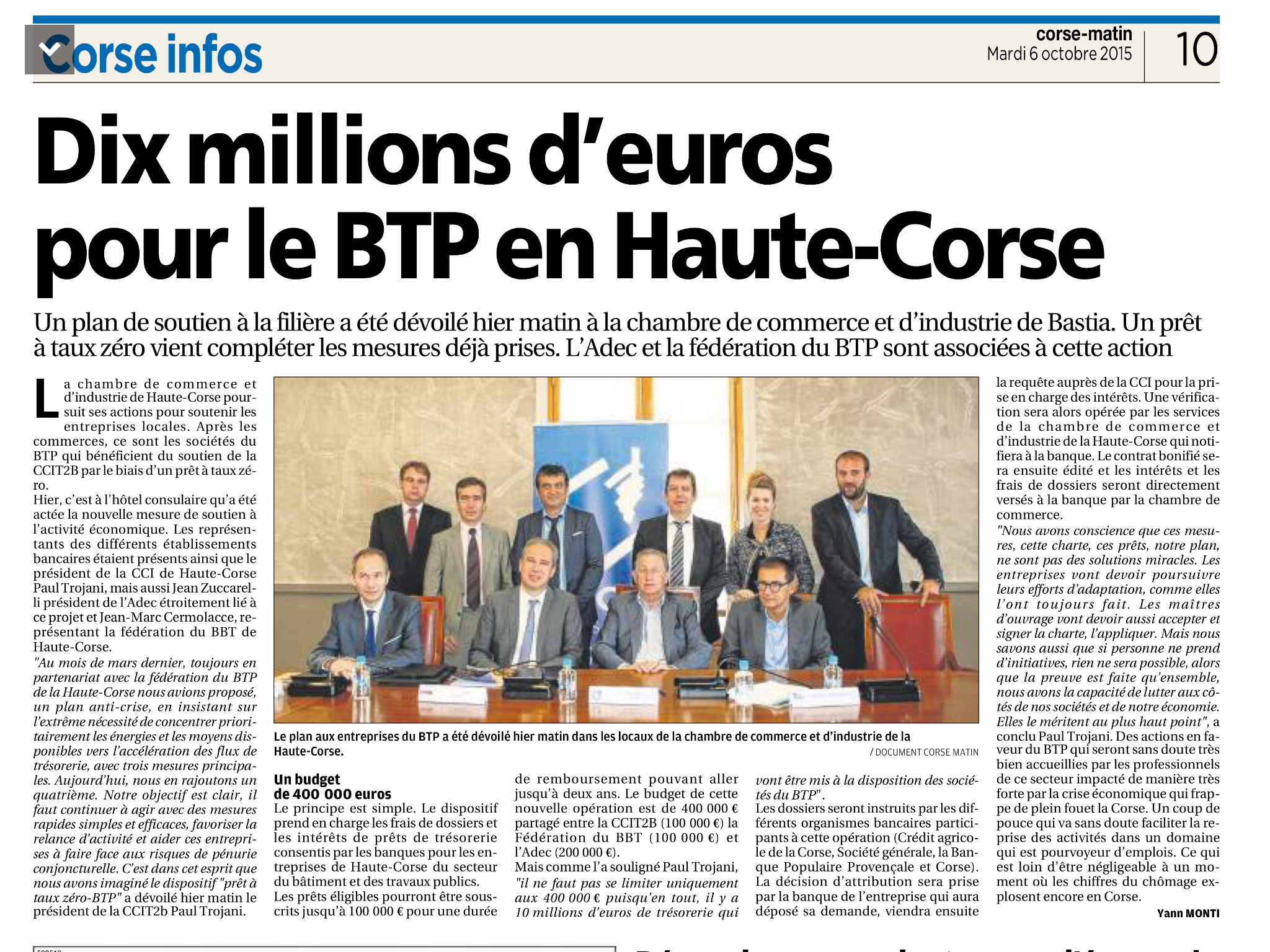 Soutenir le BTP pour gagner la bataille de l'emploi.