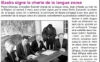 Article "Bastia signe la charte de la langue corse" - L'Informateur Corse Nouvelle du 15 au 21 mars 2013